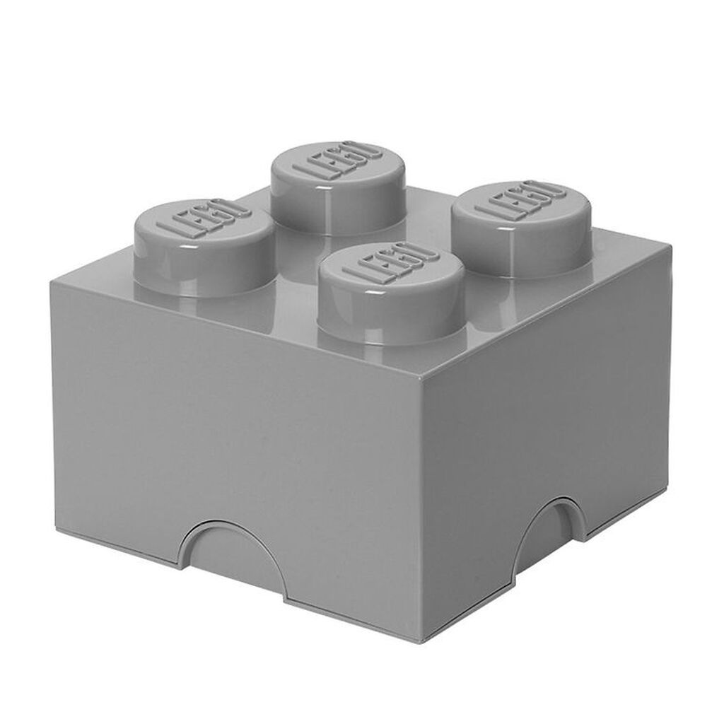 LEGOÂ® Storage Opbevaringsboks - 4 Knopper - 25x25x18 - Lysegrå
