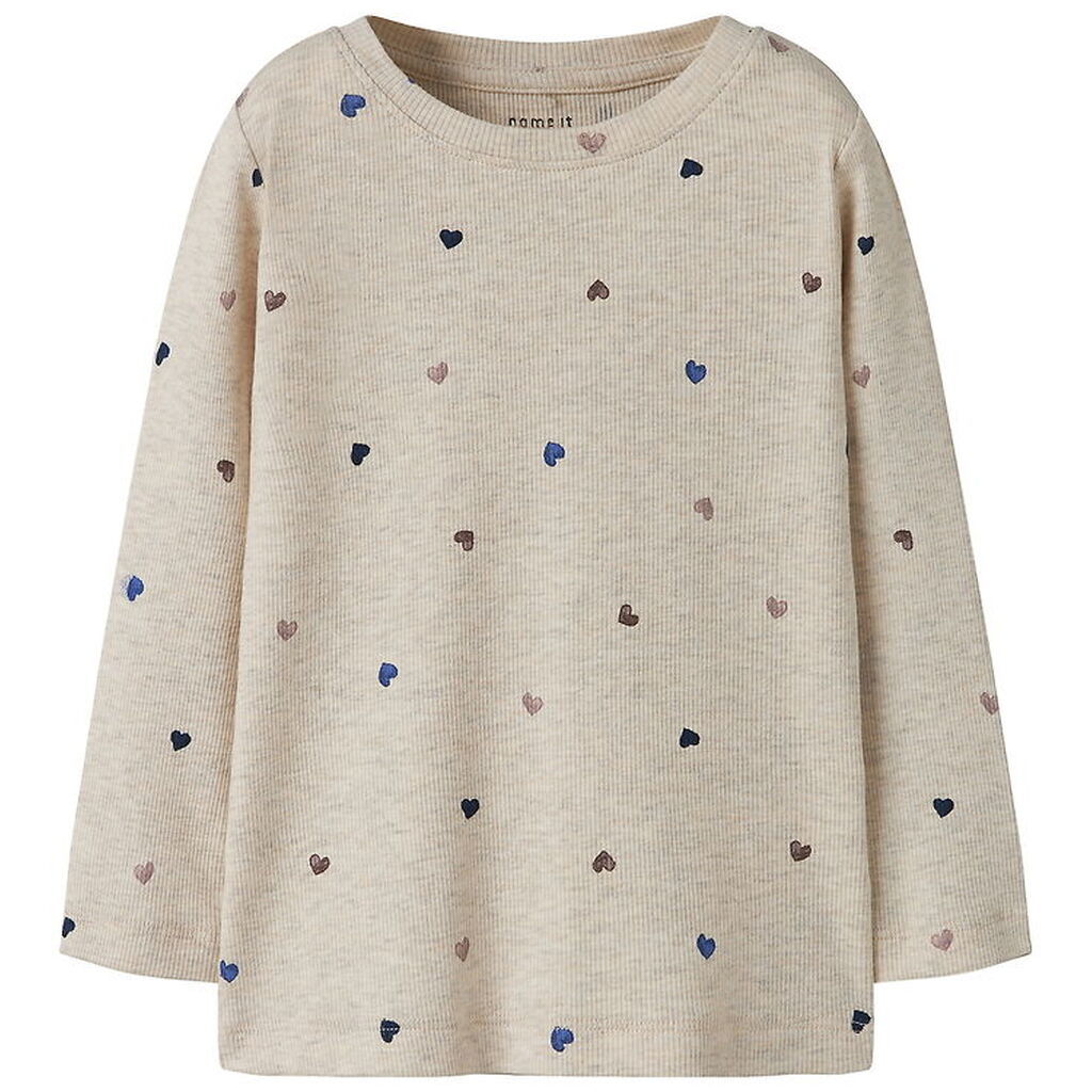 Name It Bluse - Rib - Noos - NmfNutti - Peyote Melange m. Hjerte