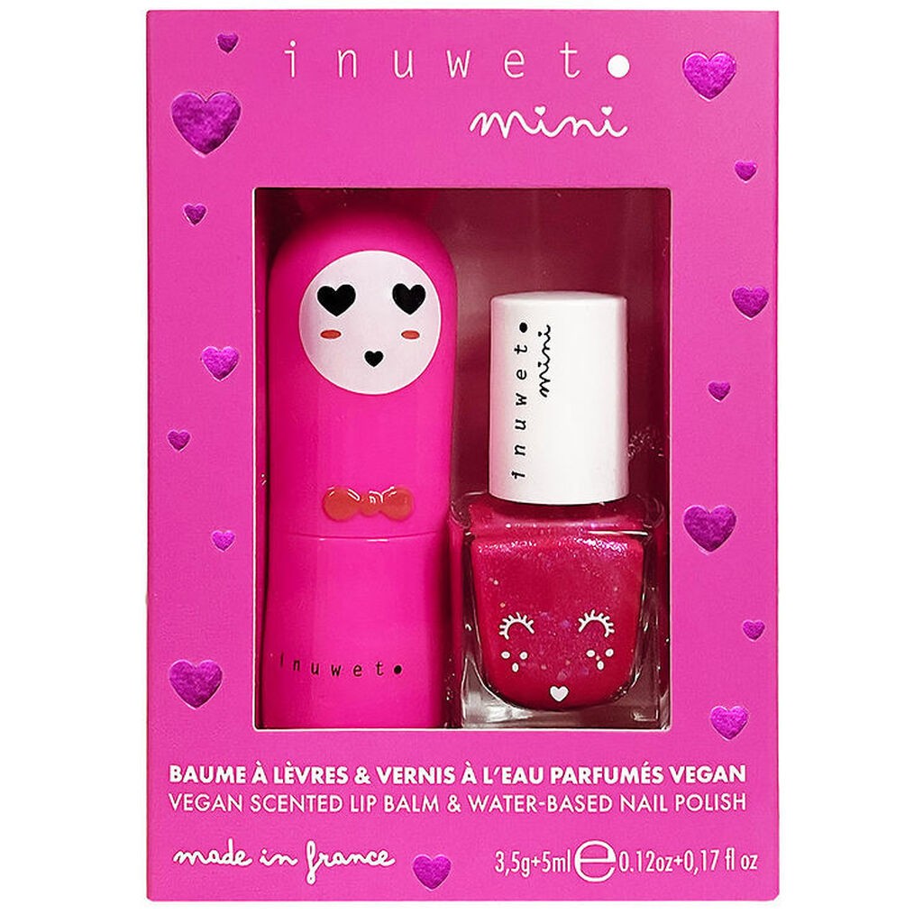 Inuwet Gavesæt - Læbepomade/Neglelak - Fuchsia