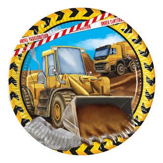 Decorata Party Paptallerkner - 8-pak - 23 cm - Construction