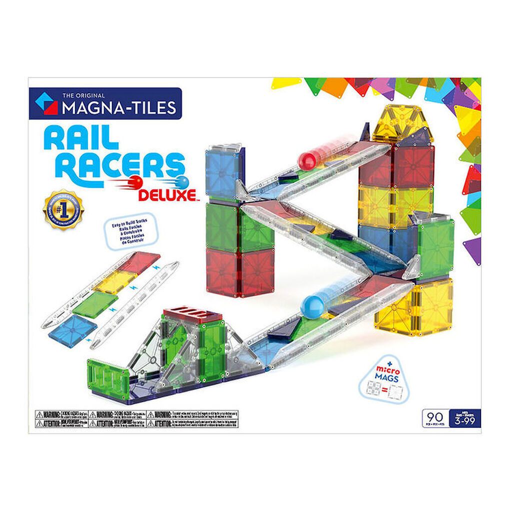 Magna-Tiles Magnetsæt - 90 Dele - Rail Racer + MicroMAGS