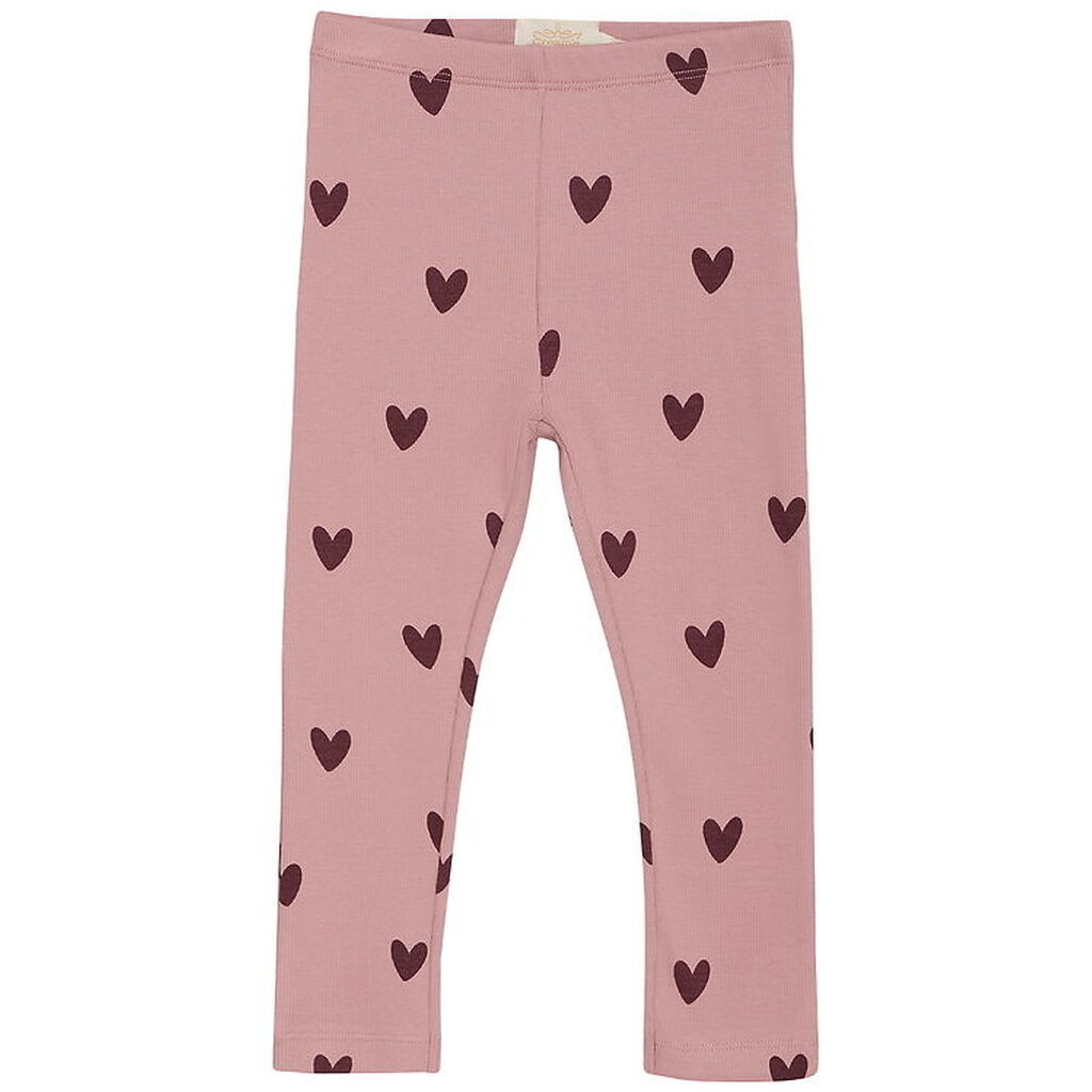 Creamie Leggings - Rib - Woodrose m. Hjerter