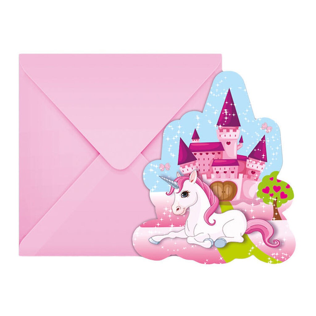 Decorata Party Invitationer - 6-pak - Unicorn