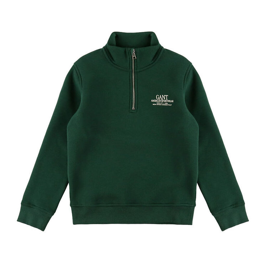 GANT Sweatshirt - Graphic - Half Zip - Tartan Green