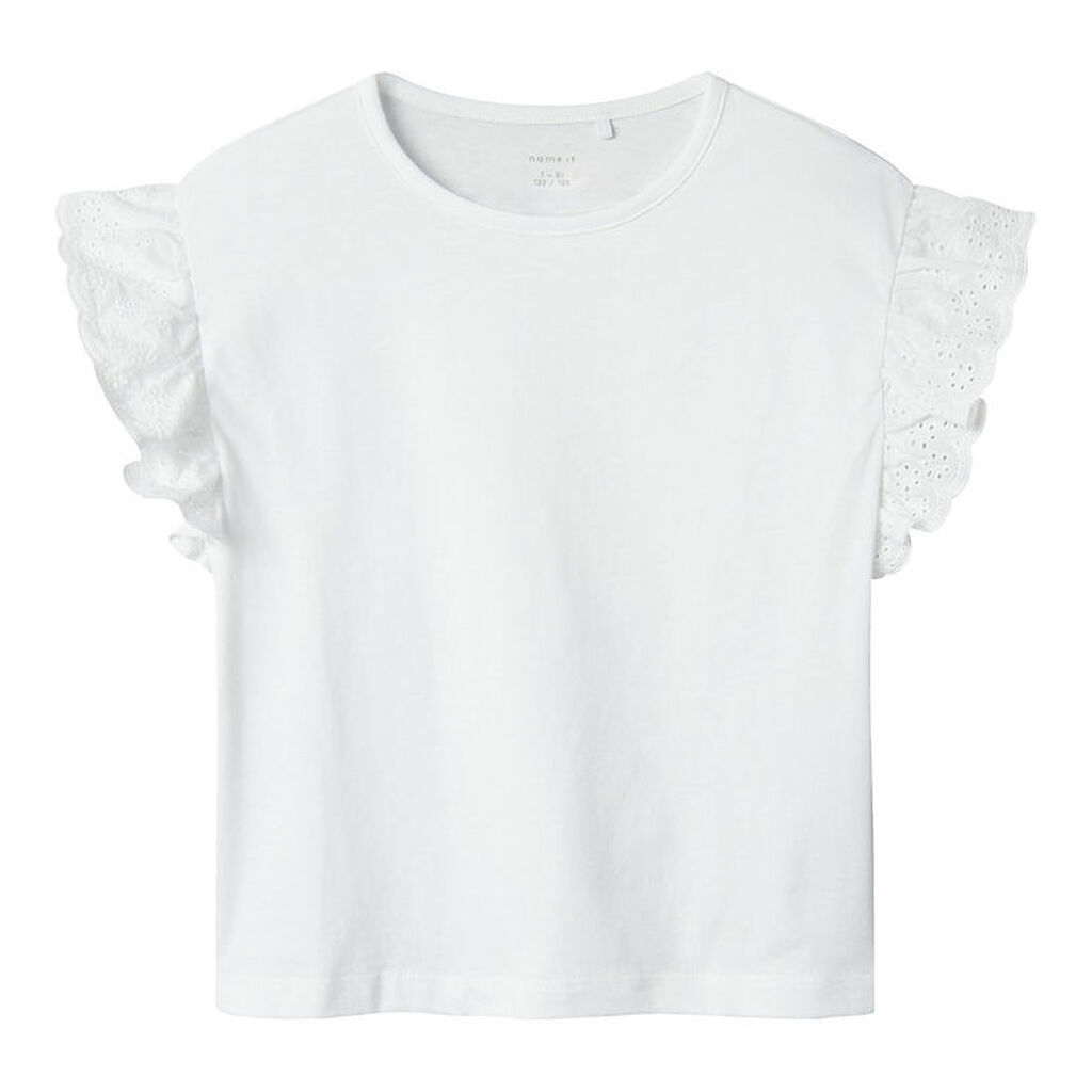 Name It T-shirt - NkfHrejaline - Lucent White m. Broderi Anglais