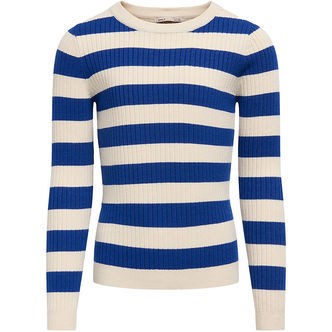 Kids Only Bluse - Rib - Strik - KogKarol - Birch/Mazarine Blue