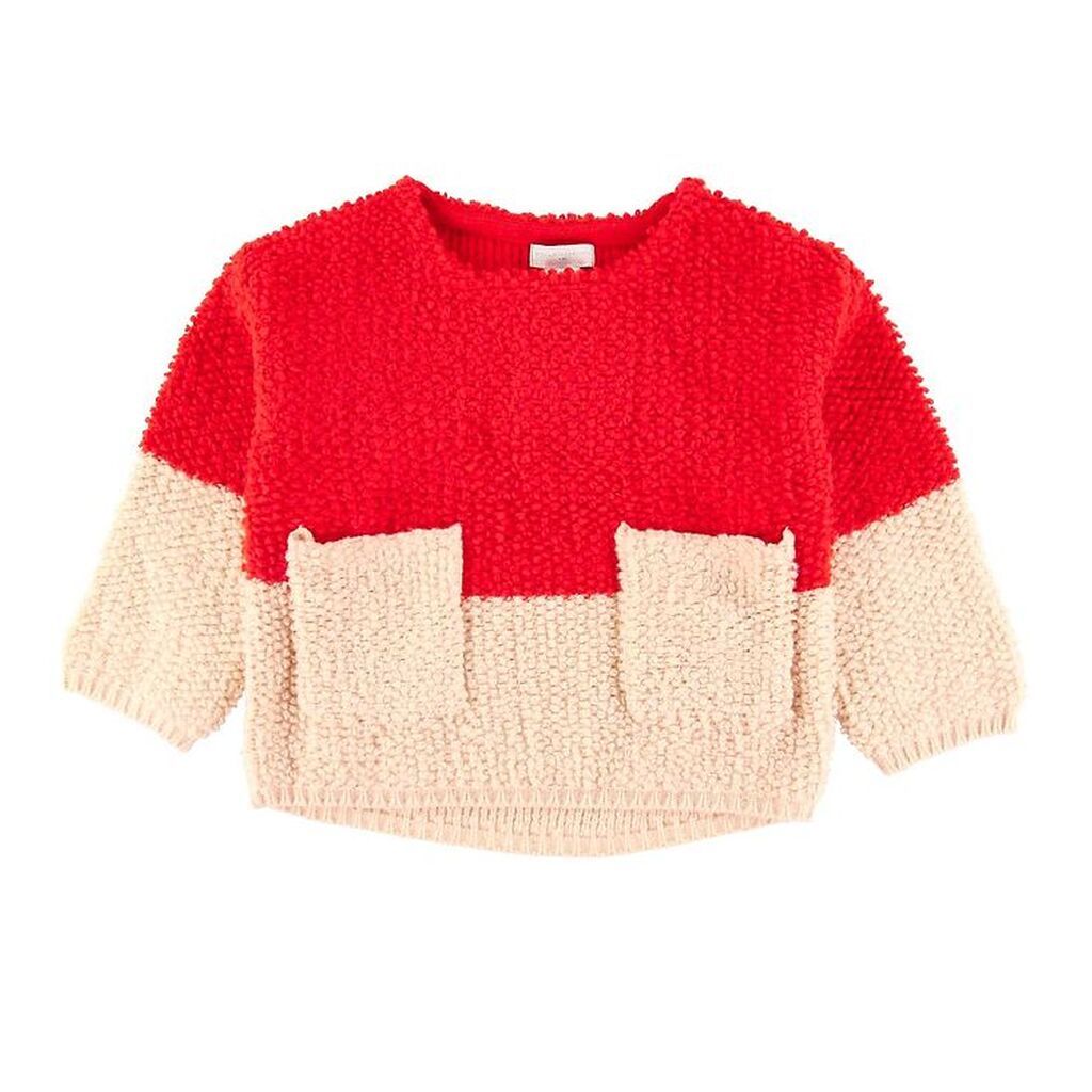 Stella McCartney Kids Striktrøje - Uld - Loopie - Rød/Rosa