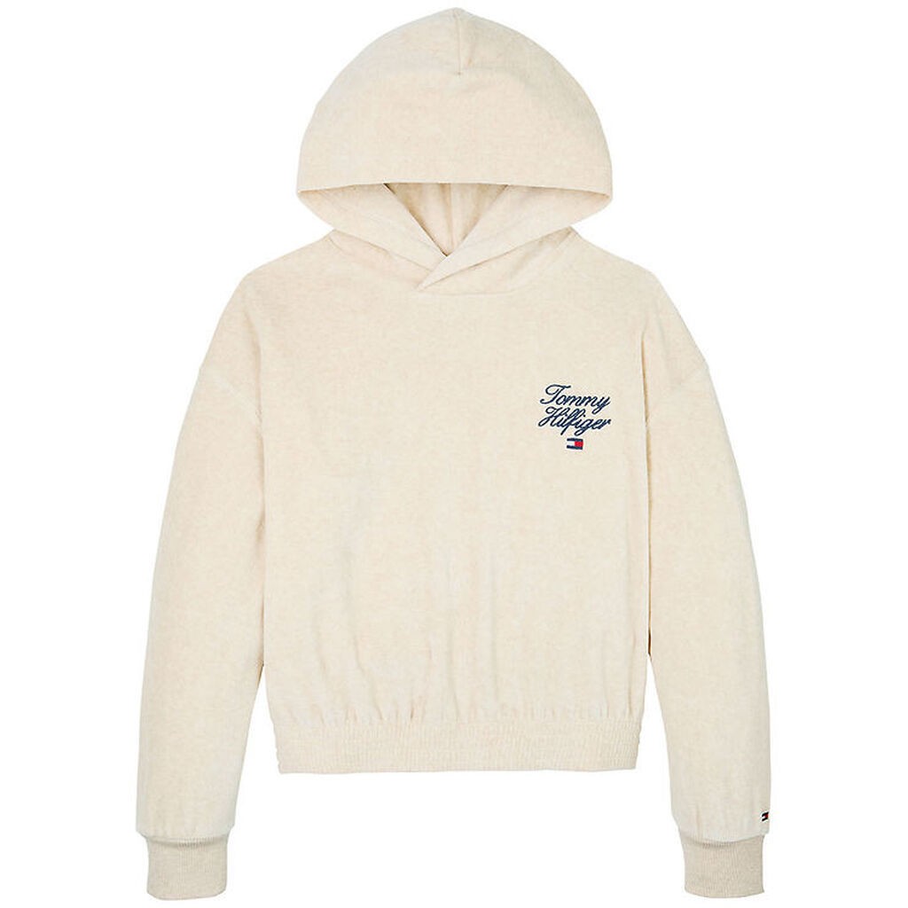 Tommy Hilfiger Hættetrøje - Velour - Script - Heathered Oat