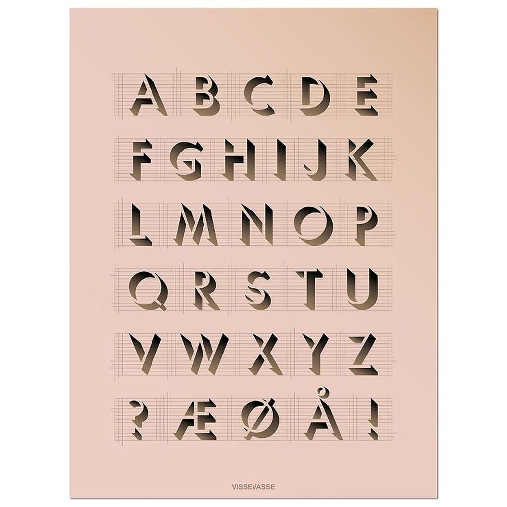 Vissevasse Plakat - 50x70 - ABC - Rosa