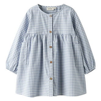 Lil' Atelier Kjole - Loose - NmfTallula - Zen Blue/Hvidternet