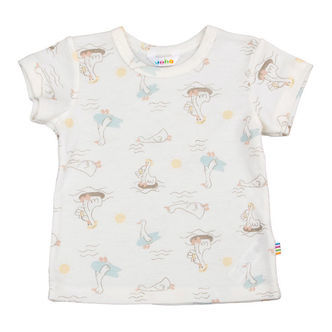 Joha T-shirt - Uld/Silke - Off White m. Print