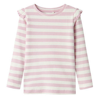 Name It Bluse - Rib - NmfTaia - Winsome Orchid/Cloud Dancer