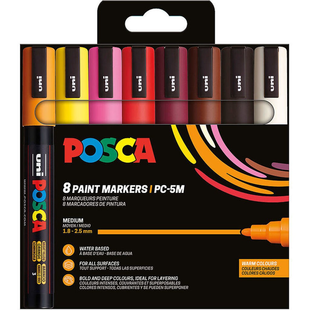 Posca Tuscher - PC-5M - 8 stk. - Multifarvet