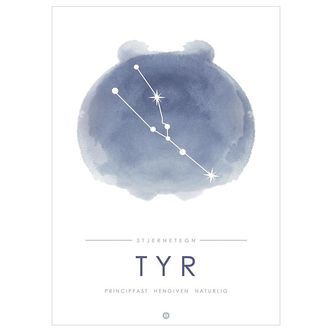 Citatplakat Plakat - A3 - Stjernebillede - Tyr - Blå