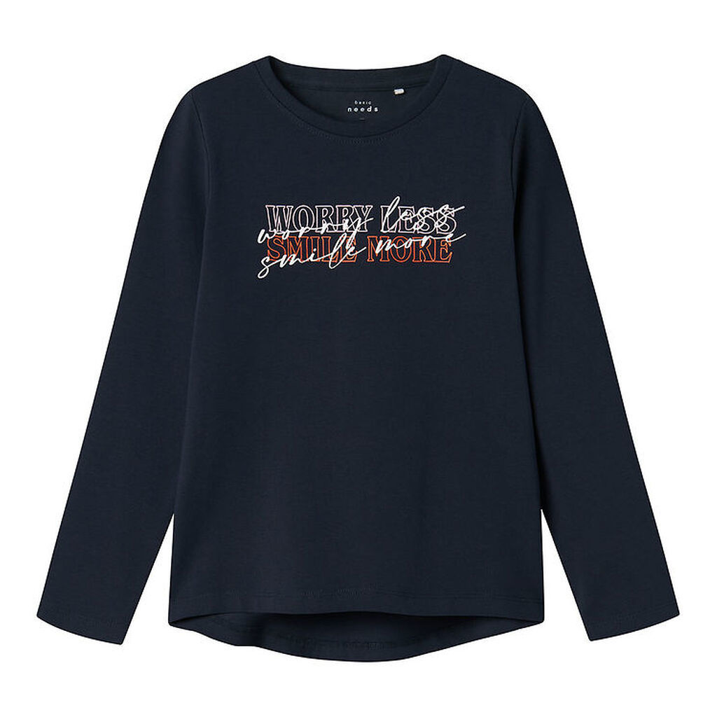 Name It Bluse - Smile More - NkfVix - Dark Sapphire m. Print