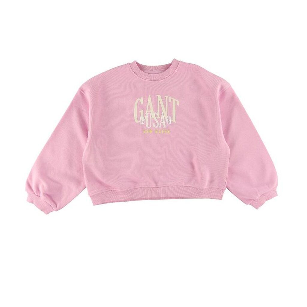 GANT Sweatshirt - C-Neck - Cropped - Milky Pink