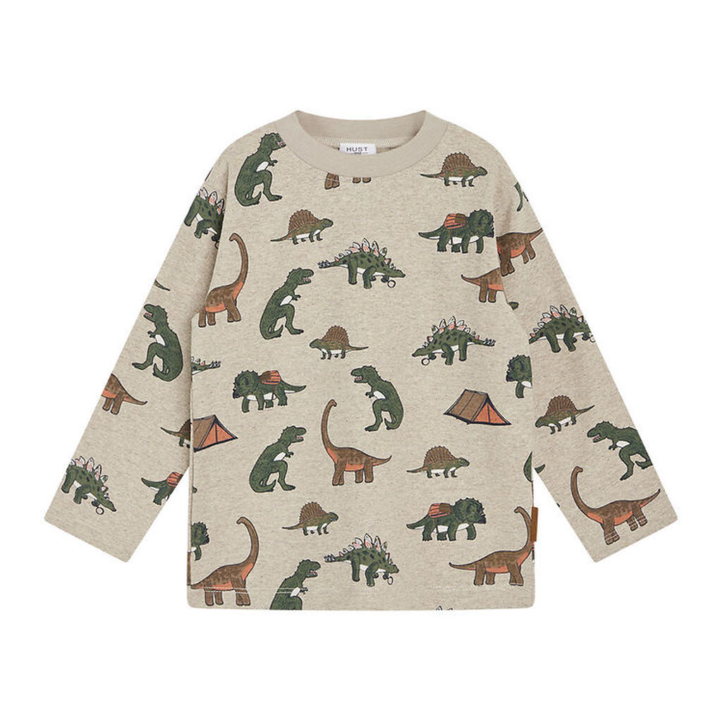 Hust and Claire Bluse - Anton - Beige Melange m. Dinosaurer