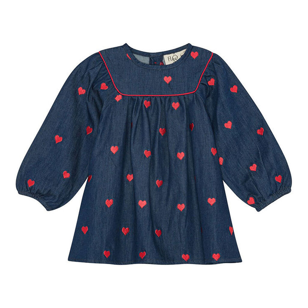 Flöss Kjole - Denim - Amee - Mid Blue Heart