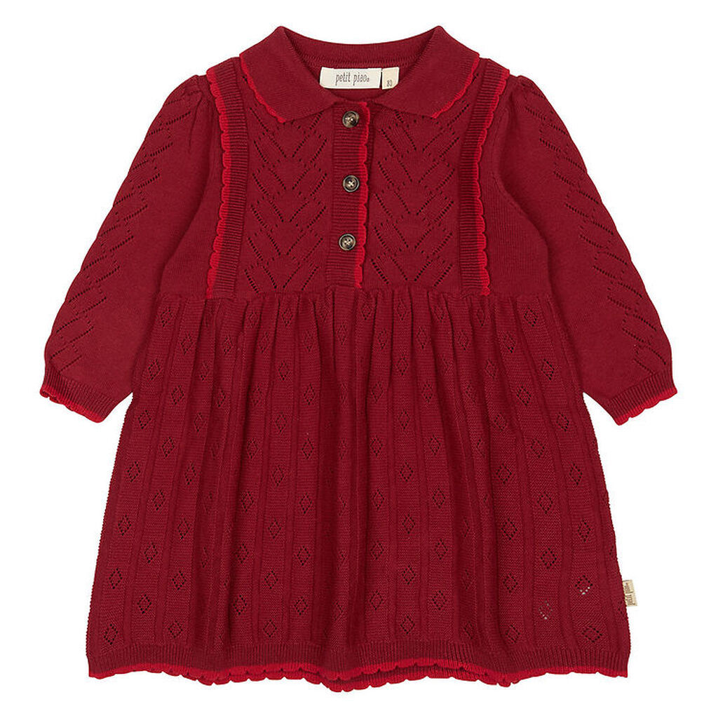 Petit Piao Kjole - Hulmønster - Strik - PPDaimi - Biking Red