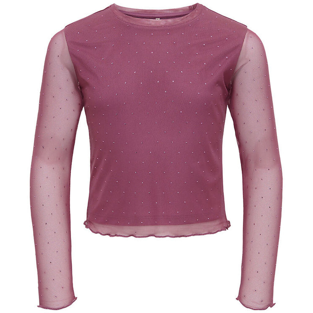 Kids Only Bluse - KogJada - Mesh - Rose Wine/Dtm Rhinestones