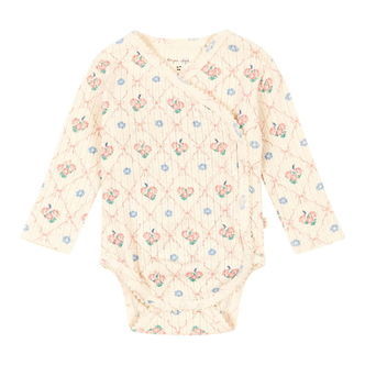 Konges Sløjd Body l/æ - Rib - Minnie - Fleur Decor m. Hulmønster