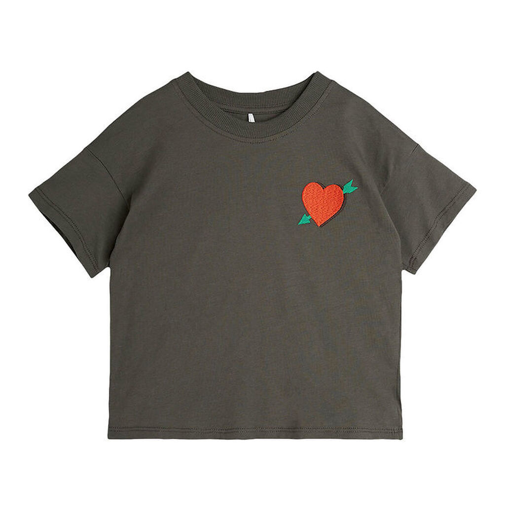 Mini Rodini T-shirt - Arrowed Heart - Mørkegrøn