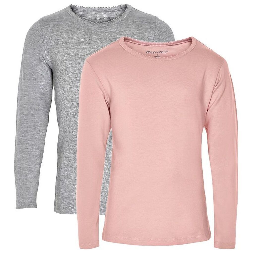 Minymo Bluse - 2-Pak - Rosa/Grå