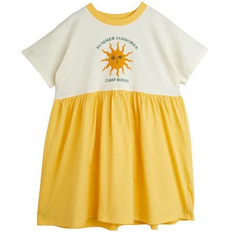 Mini Rodini Kjole - Gul/Offwhite m. Sol