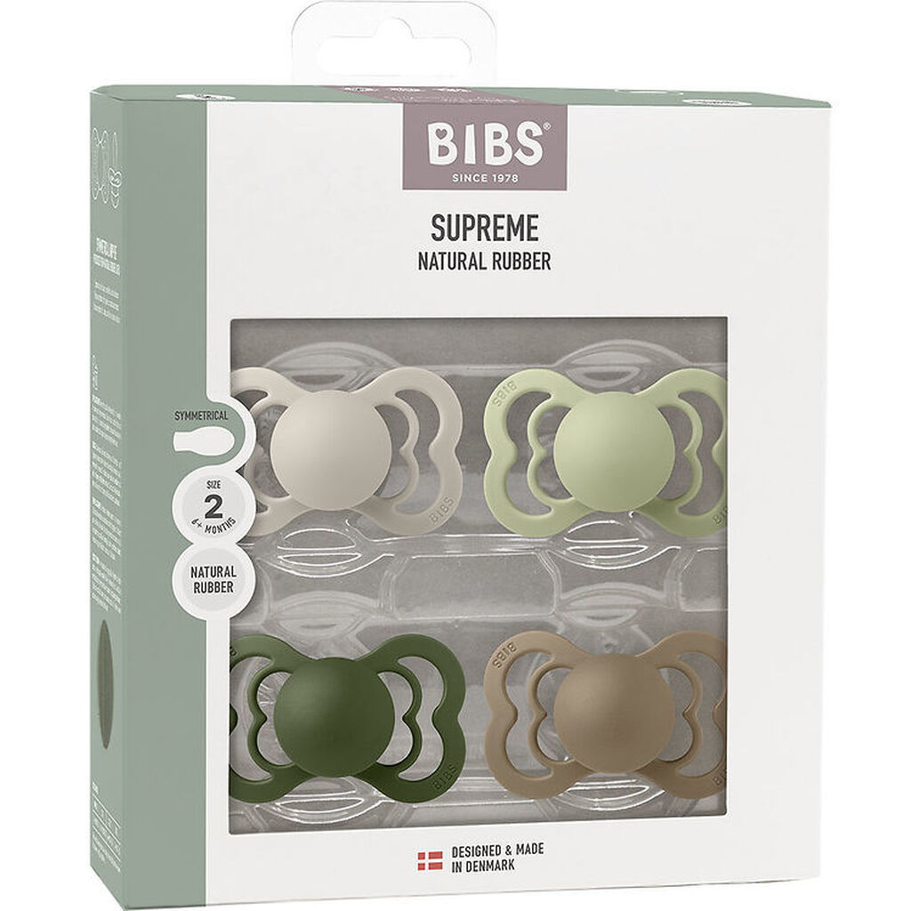 BIBS Supreme Sutter - Str. 2 - 4-pak - Symmetrisk - Sand/ Sage/