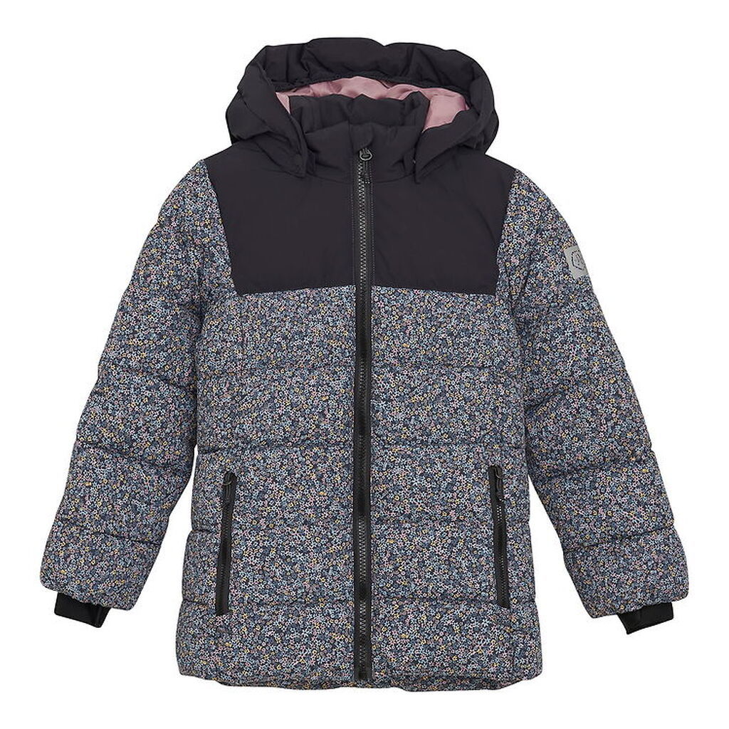 Color Kids Dynejakke - Quilt - Phantom m. Blomster