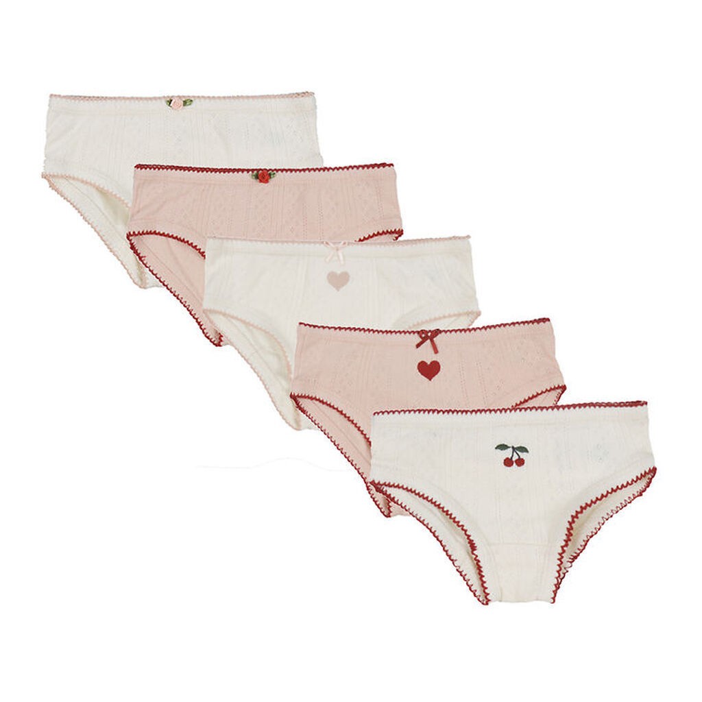 Konges Sløjd Trusser - Minna 5-pak - Rose/White Mix