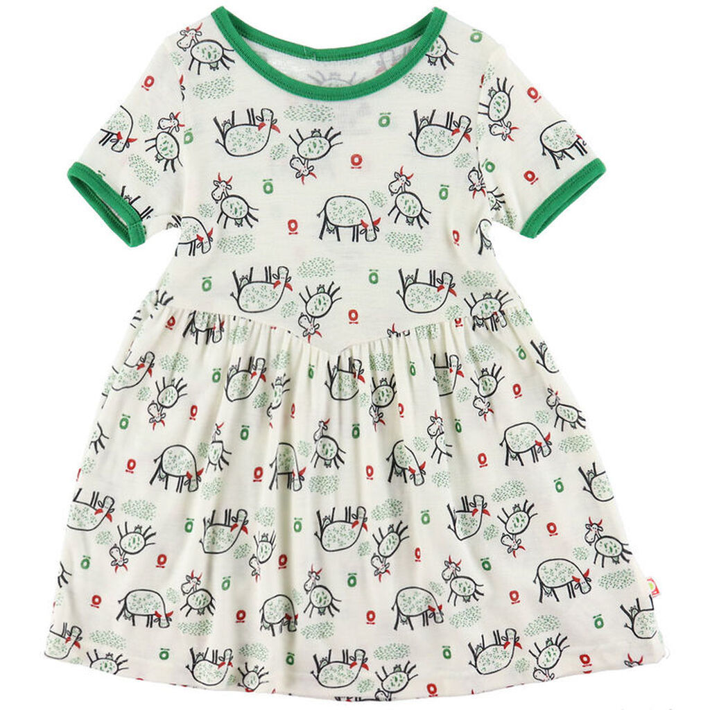 Katvig Kjole - Uld - Hvid m. Køer