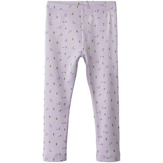 Name It Leggings - Rib - NmfHofie - Misty Lilac m. Blomster