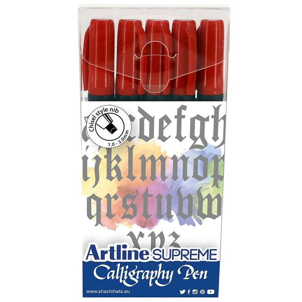 Artline Tuscher - Supreme Calligraphy Pen - 5 stk. - Rød