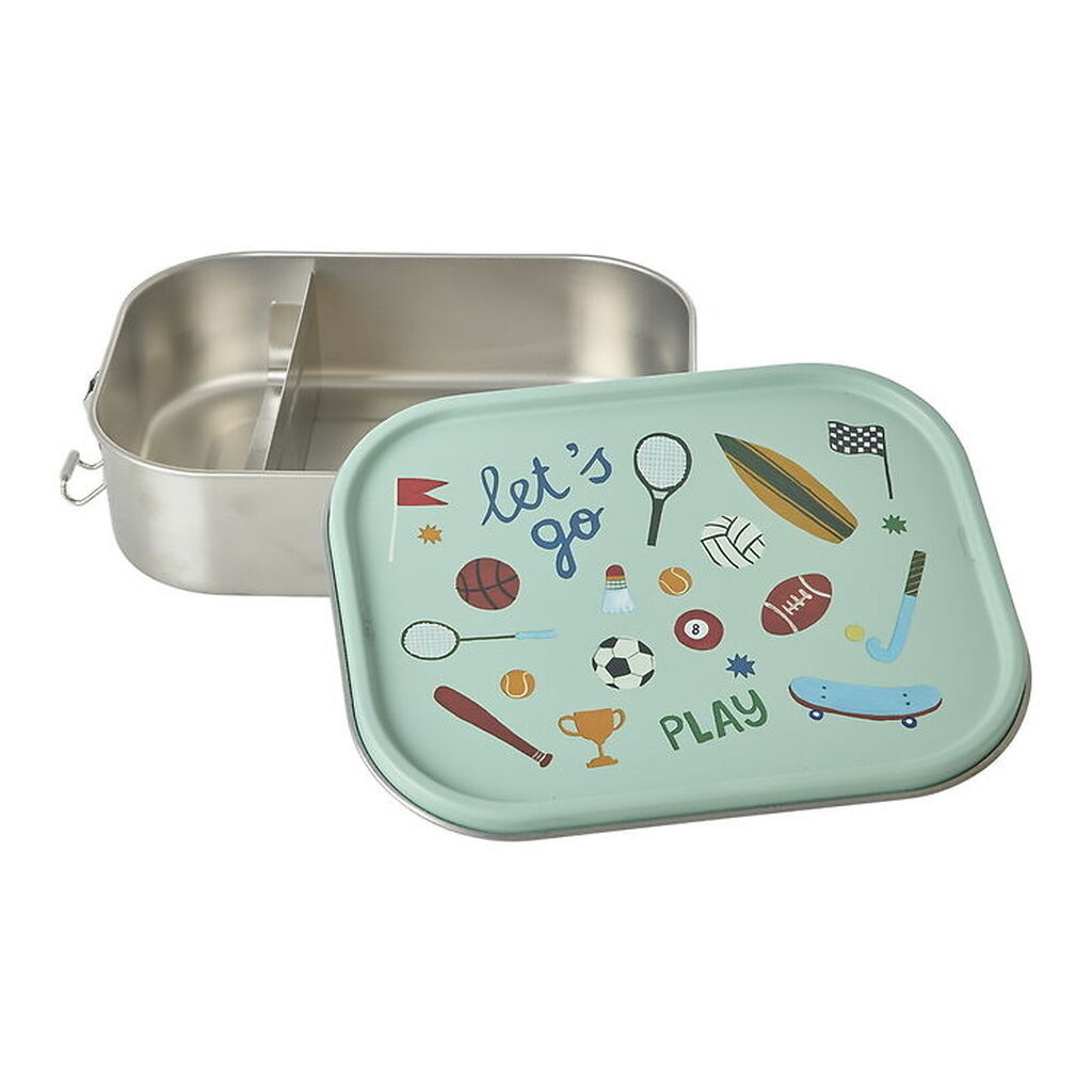 Rice Madkasse - Rustfrit Stål - Stor - 2 Rum - Soft Green Sports