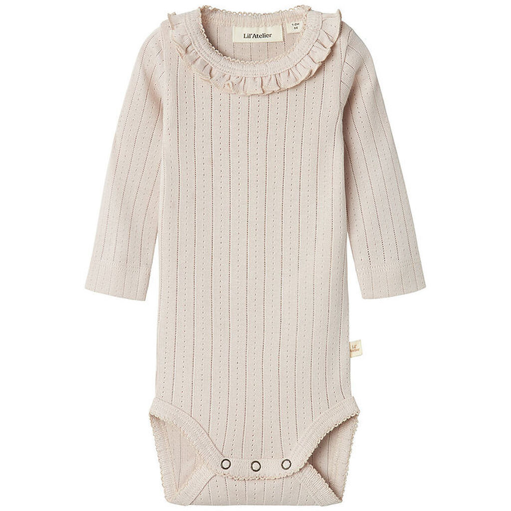 Lil' Atelier Body l/æ - NbfRachel - Gray Morn m. Hulmønster