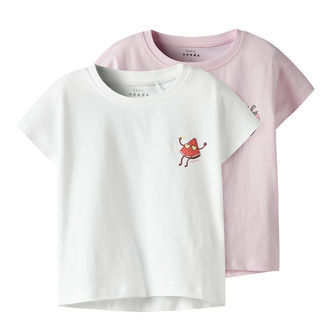 Name it T-shirt - 2-Pak - NmfVarutti - Ballerina/Bright White