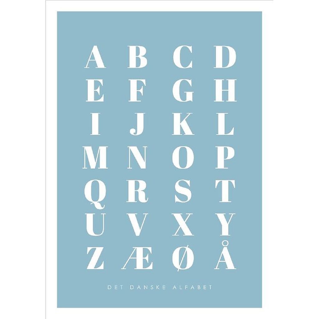Citatplakat Plakat - A3 - Alfabet Plakat - Blå
