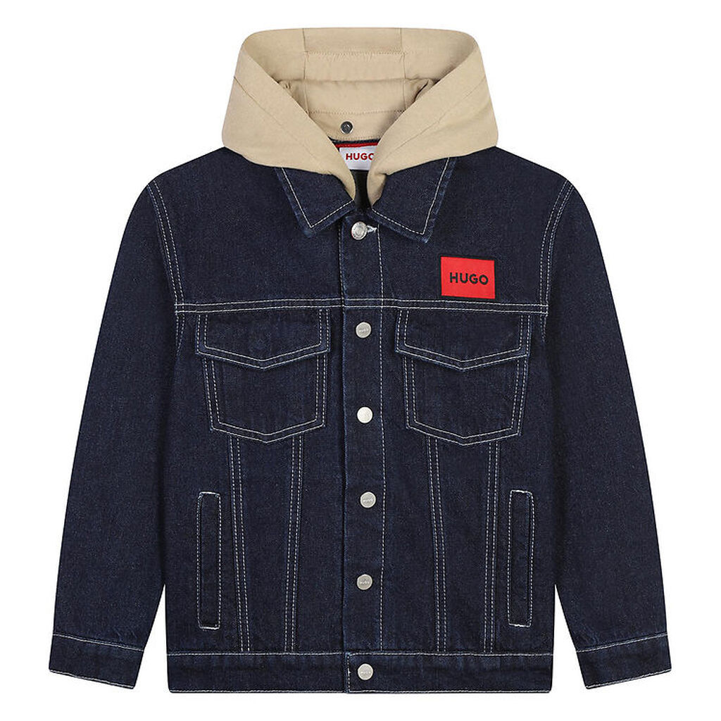 HUGO Denimjakke - Rinse Wash/Beige