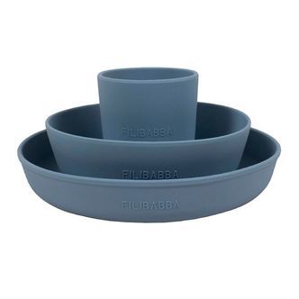 Filibabba Spisesæt - Silikone - 3 dele - Powder Blue