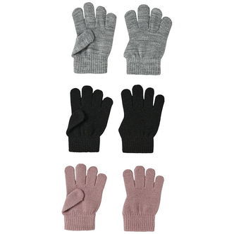 Name It Handsker - NmfMagic - Strik - 6-pak - Sort/Grå/Woodrose