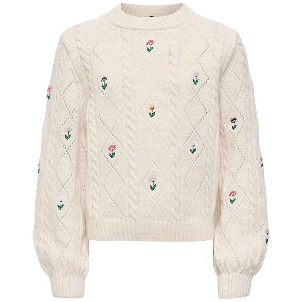 Kids Only Bluse - Strik - KogFlower - Tofu/Flowers EMB