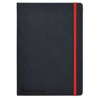 Oxford Notesbog - Hard Cover - Linieret - A5 - Sort/Rød