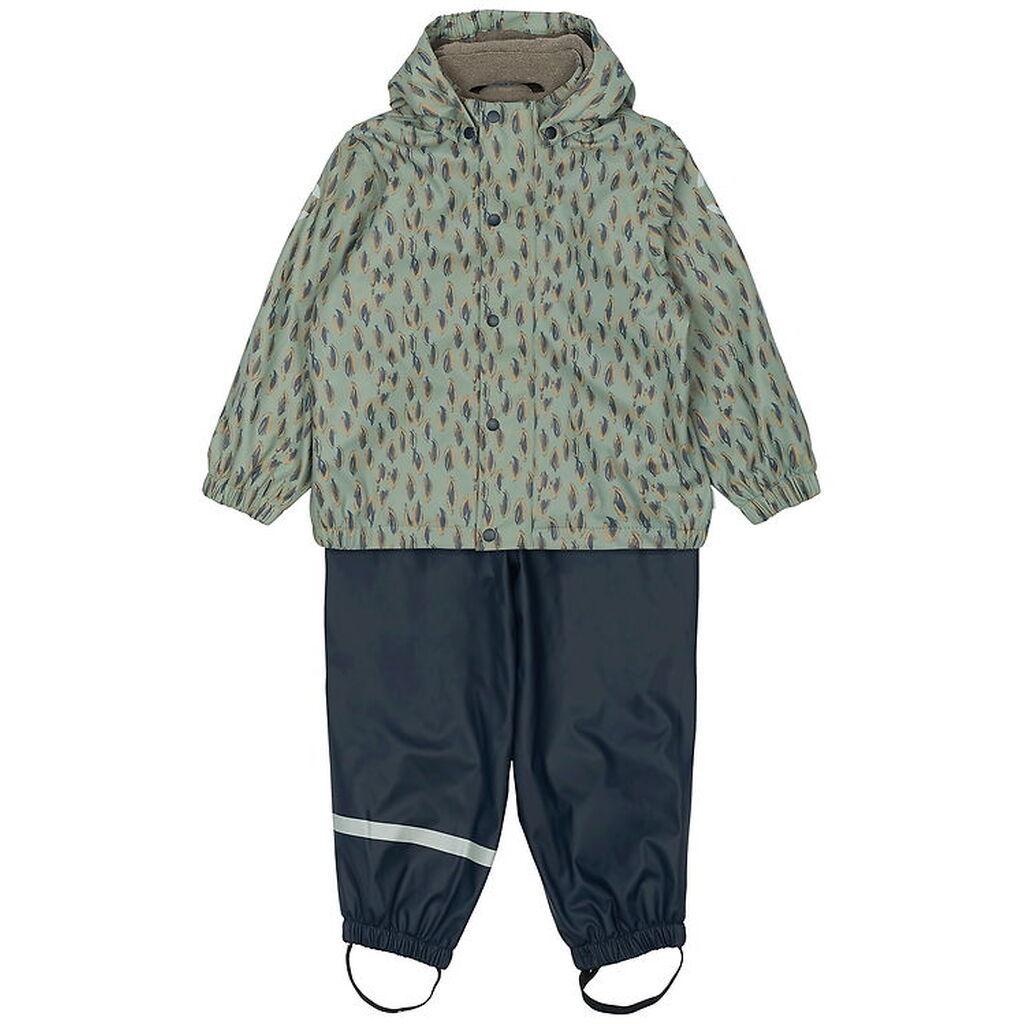 Mikk-Line Regntøj m. Fleece - PU - Iceberg Green