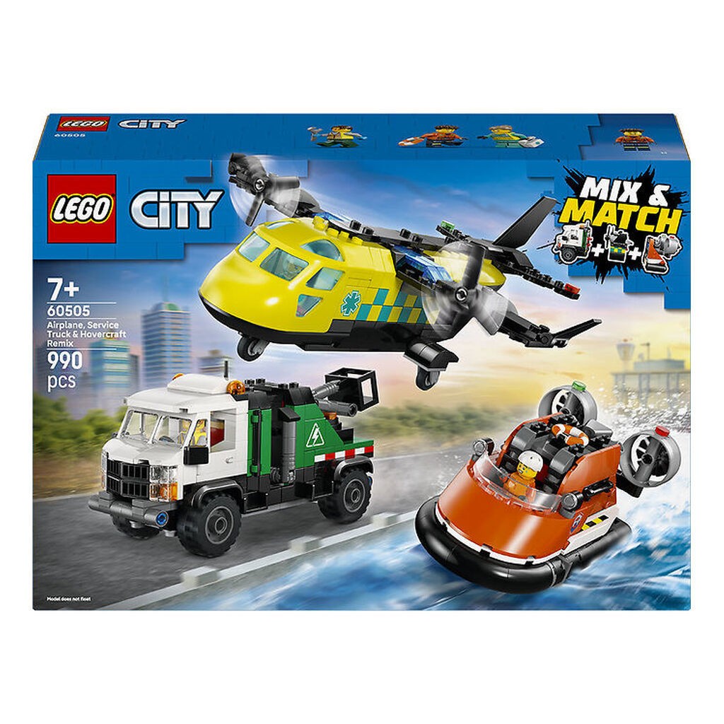 LEGOÂ® City - Remix - Fly, Servicevogn Og Luftpudebåd 60505 - 990