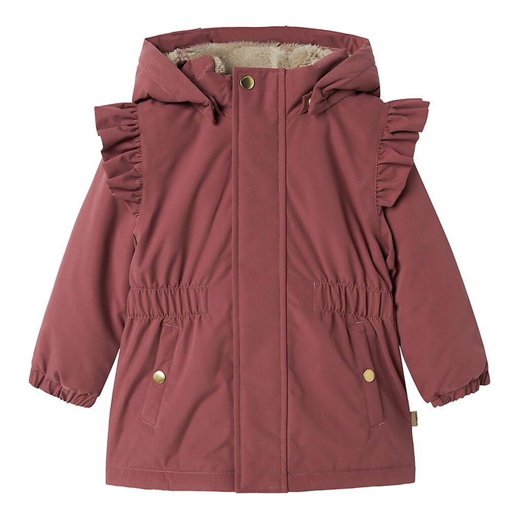 Name It Vinterjakke - NmfSnow05 - Rose Brown m. Flæser