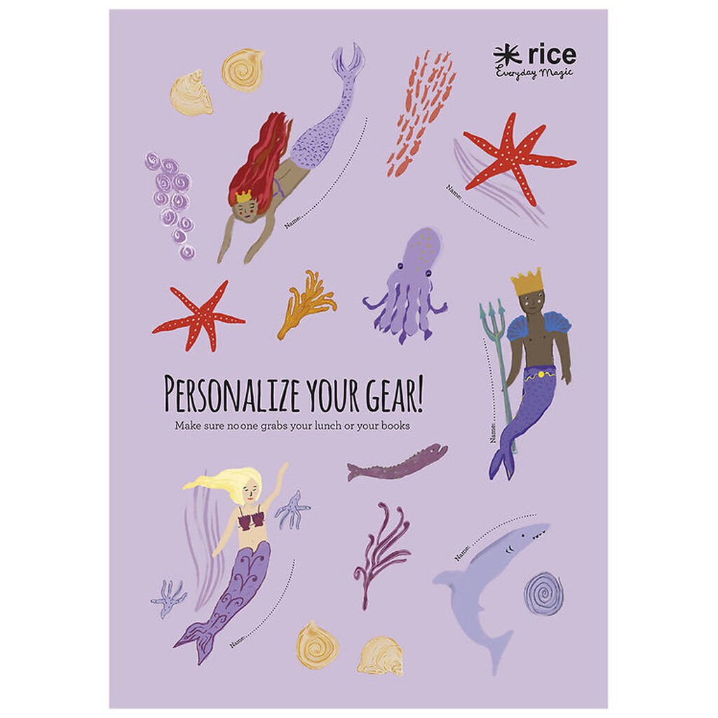 Rice Klistermærker Til Madkasse - 18 stk. - Lavendel/Mermaid