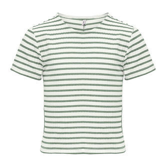 Kids Only T-shirt - Rib - Noos - KogNella - Cloud Dancer m. Stri