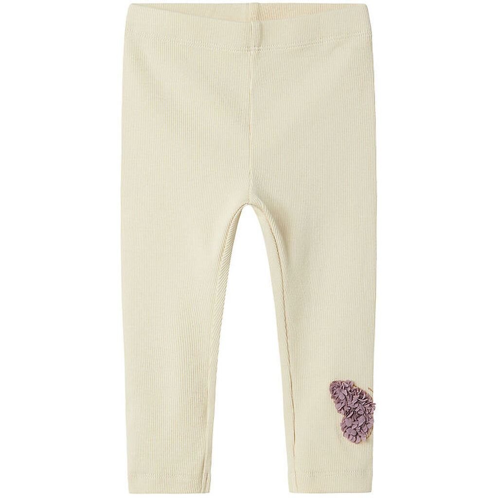 Name It Leggings - Rib - NbfBolia - Summer Sand m. Sommerfugl