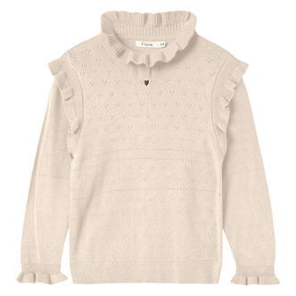 Fliink Bluse - Strik - Fame - Sandshell m. Hulmønster